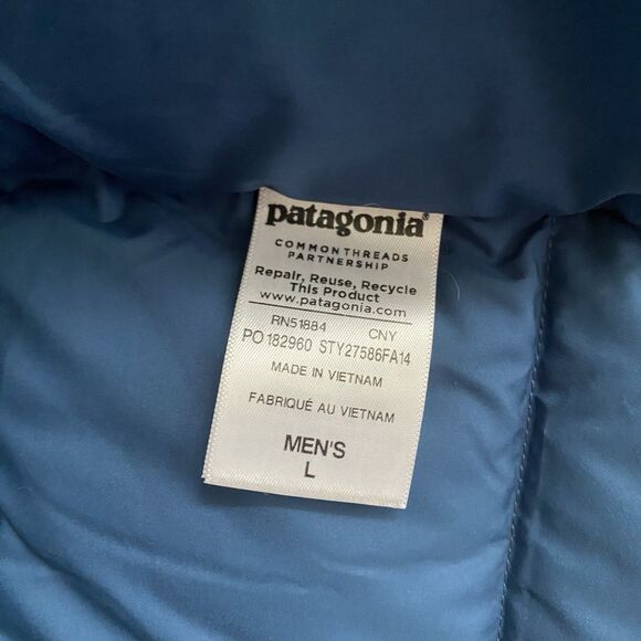 Patagonia Puffer Vest Jacket Men L Blue Red Down Duckdown Outdoor - Picture 9 of 13